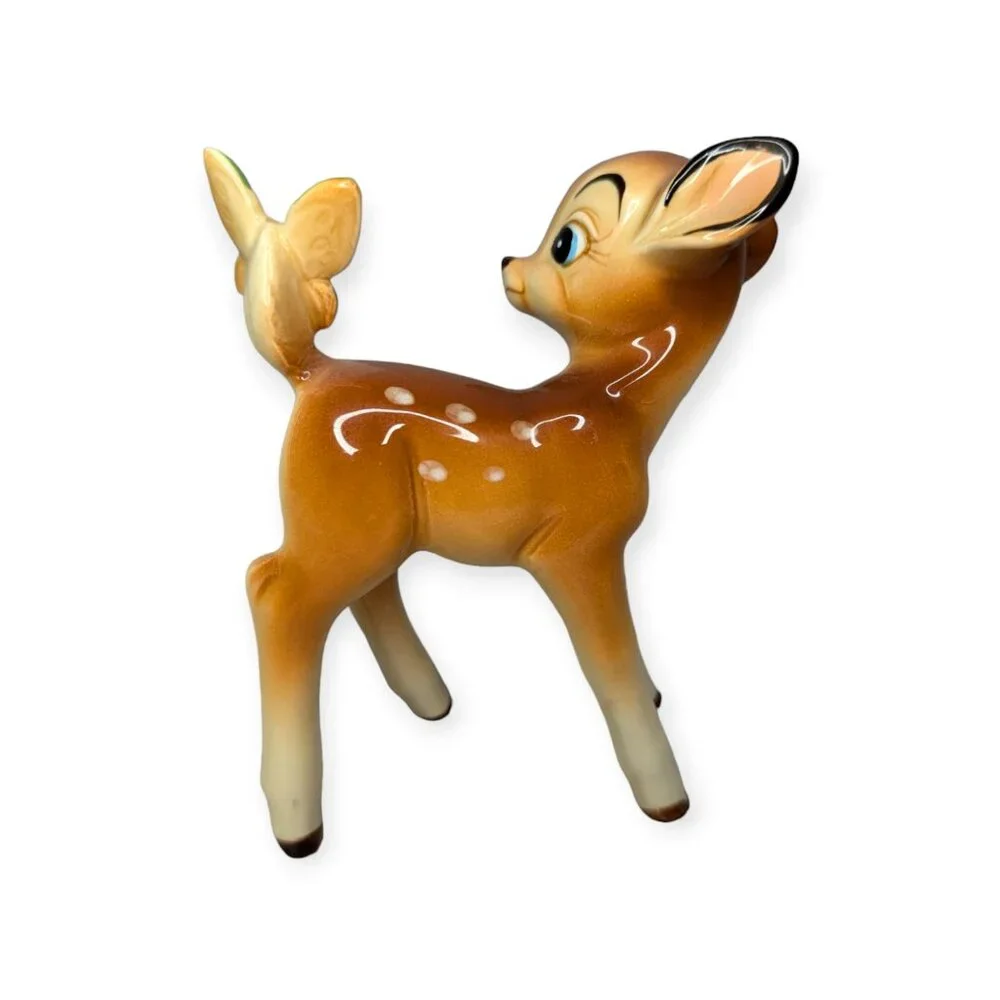 Vintage Walt Disney Productions Bambi w/ Butterfly Figurine Made in Japan